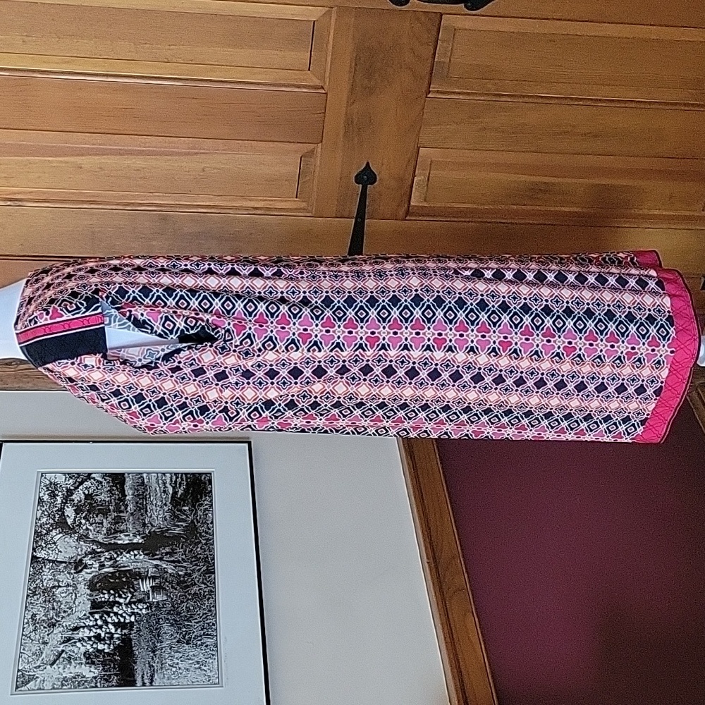 LAUNDRY SHELLI SEGAL Pink and Blue Geometric Pattern Stretch Shift - Picture 5 of 11